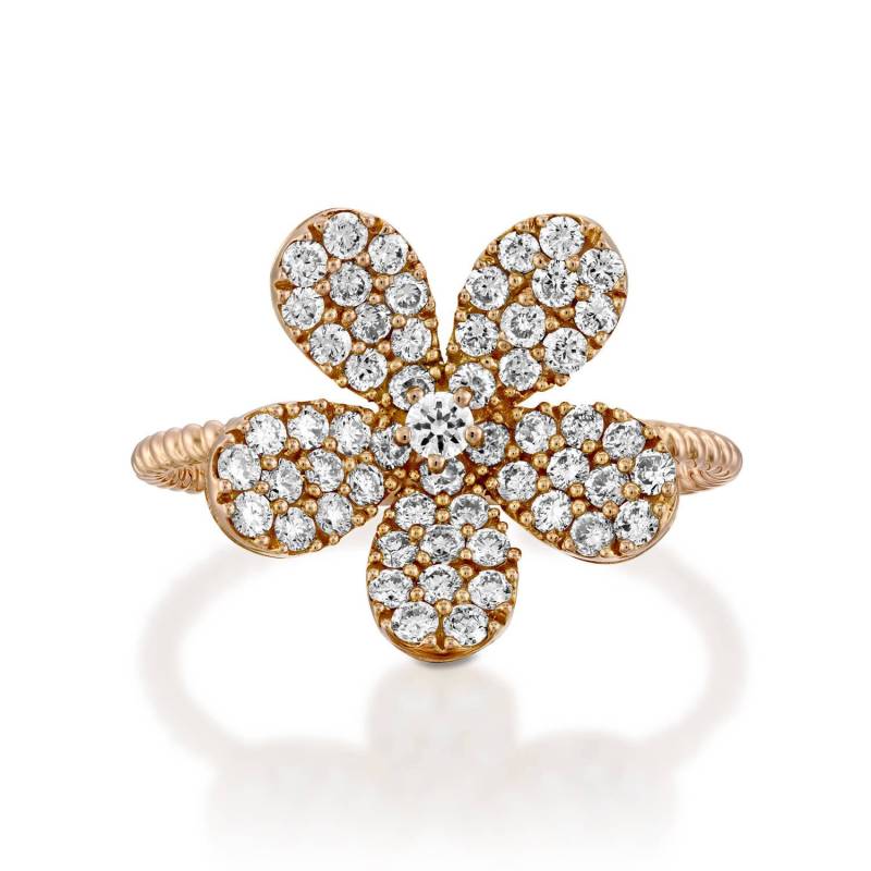 Blume Gold Diamant Verlobungsring von GuyGrossJewelry