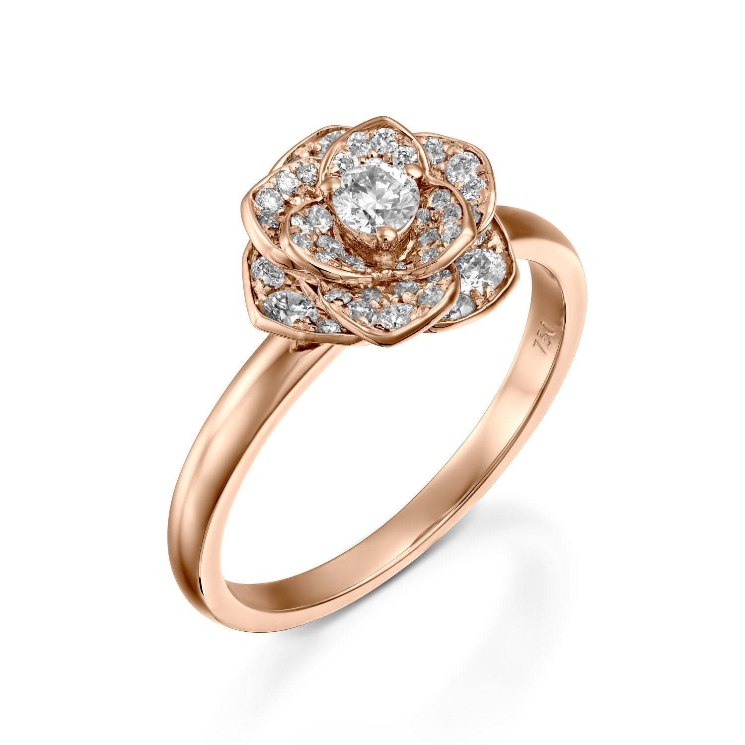 Blume Verlobungsring von GuyGrossJewelry