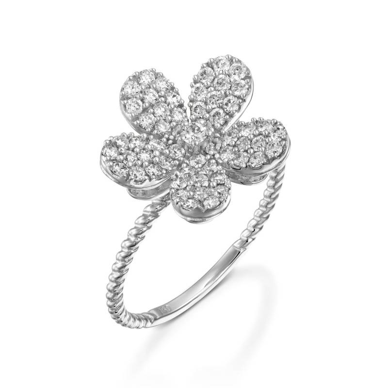Blumen Diamant Ring, Kirschblüte Ring Weißgold Frühling Natur Schmuck Zierliche Verlobung Cluster Versprechen von GuyGrossJewelry