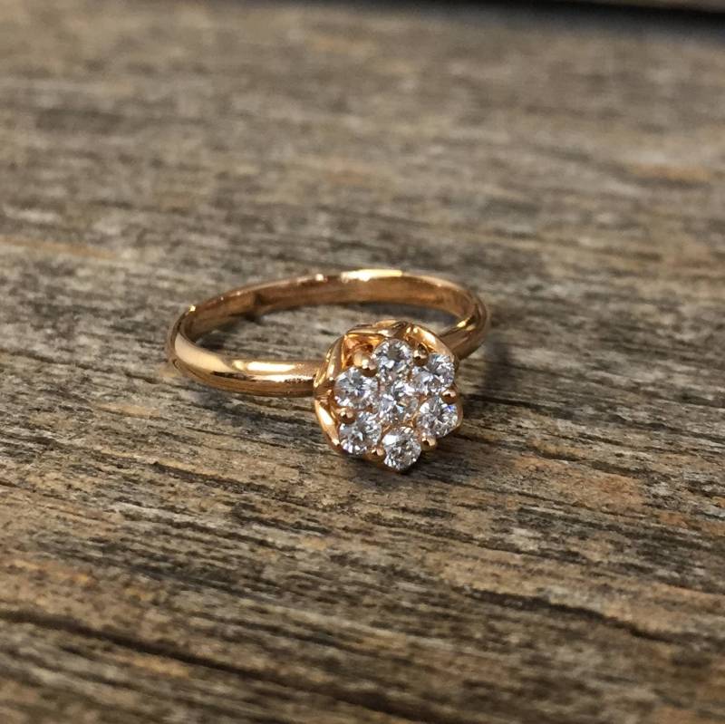Blumen Diamant Ring, Zierlicher Ring Rose Gold Floraler Blatt Ehering, Lotus Versprechen Verlobungsring Blumen Diamant Ring, Zierlicher Ring Rose Gold Floraler Blatt Ehering, Lotus Versprechen Verlobungsring von GuyGrossJewelry
