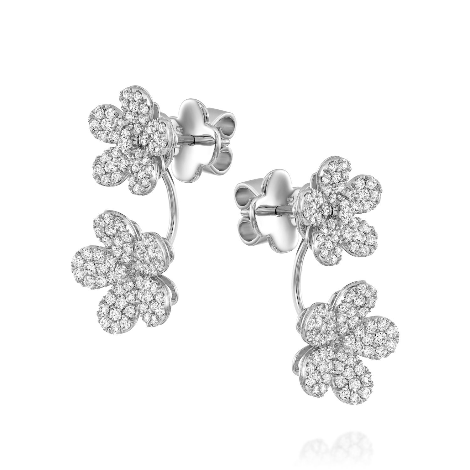 Braut Ohrringe Gold Blume Daisy Ohrringe, Ohrstecker Diamant Einzigartige Florale Ohrstecker, Tropfen Hochzeit von GuyGrossJewelry