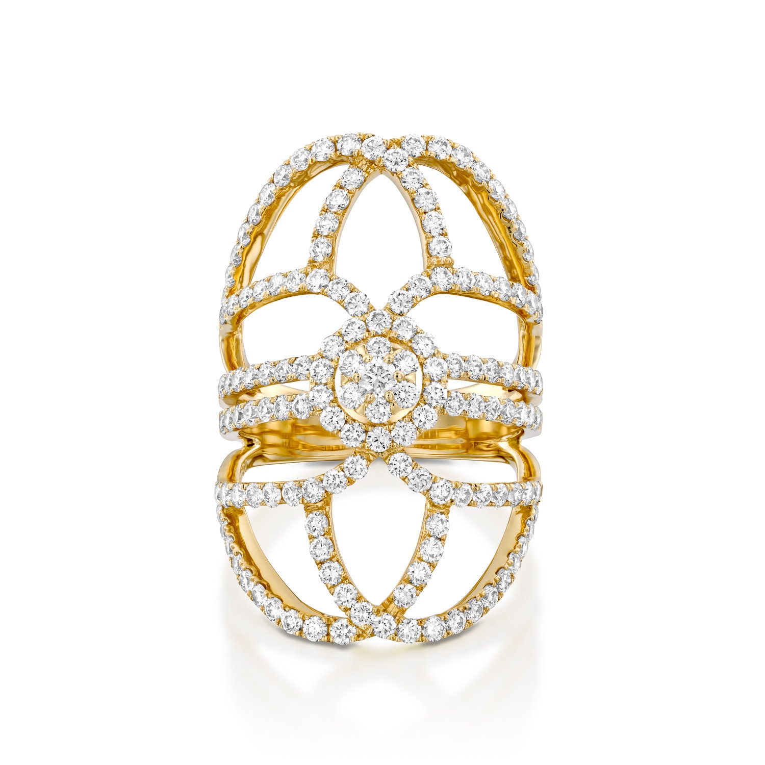 Diamant Filigrane Ring, Vintage Voll Fingerring, 2 Ton Antiker Stil Diamantring, Art Deco Statementring, Ungewöhnlicher Verlobungsring von GuyGrossJewelry