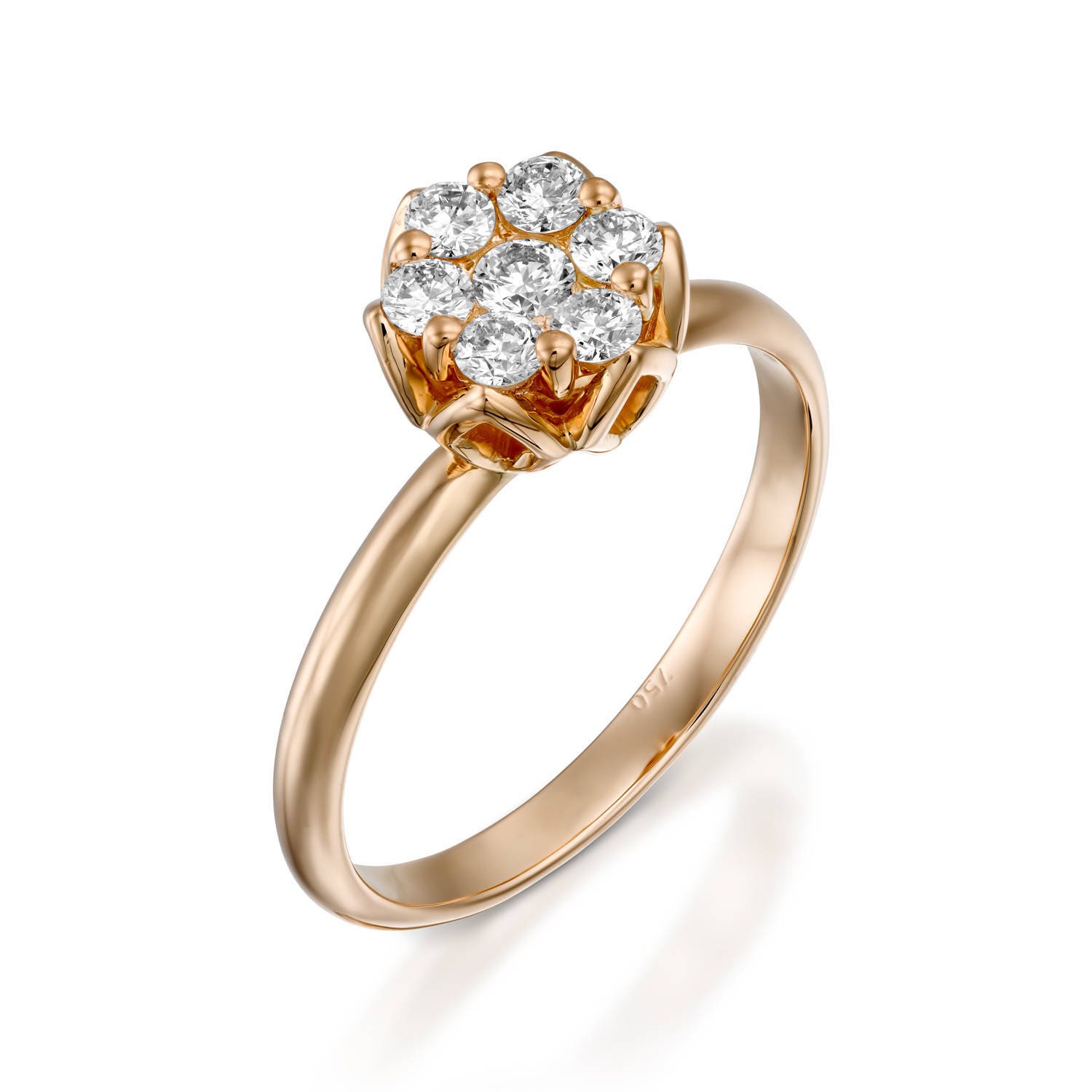 Rose Gold Blumen Verlobungsring, Diamant Blumenring, Ehering, Lotus Blume Versprechen Ring, Form Ring Rose Gold Blumen Verlobungsring, Diamant Blumenring, Ehering, Lotus Blume Versprechen Ring, Form Ring von GuyGrossJewelry