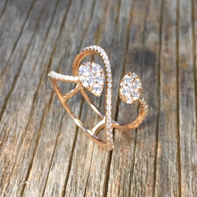 Rosegold Diamant Ring Unikat Verlobungsring Besetzt Mit 63 Natur Diamanten Rund Brillant 0.60 Carat von GuyGrossJewelry