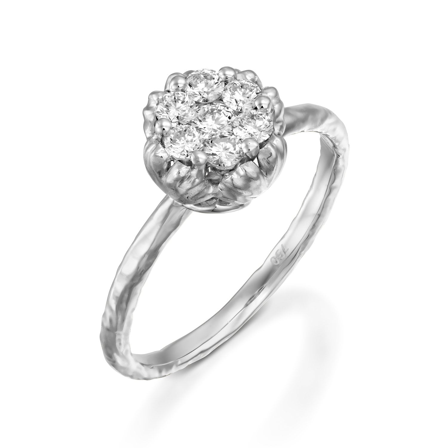 Weißgold Diamant Ring Blume Verlobungsring Vintage Versprechen Cocktailring Solitär Größe 4-9 Rs745Ab von GuyGrossJewelry
