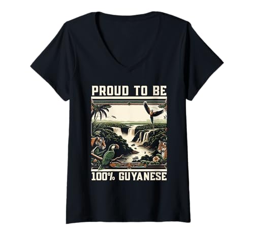 Damen Guyana Flagge Heimat Land Heimat Stolz Guyanaese Wurzeln T-Shirt mit V-Ausschnitt Damen Guyana Flagge Heimat Land Heimat Stolz Guyanaese Wurzeln T-Shirt mit V-Ausschnitt von Guyana Country Guyanaese Roots