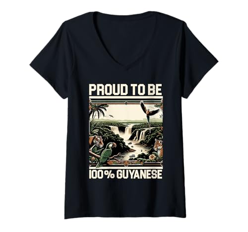 Damen Guyana Flagge Heimat Land Heimat Stolz Guyanaese Wurzeln T-Shirt mit V-Ausschnitt von Guyana Country Guyanaese Roots