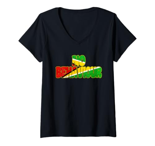 Damen No Behaviour Guyana Soca Guyanese Karibik Karneval T-Shirt mit V-Ausschnitt von Guyanese Guyana Rep Your Flag