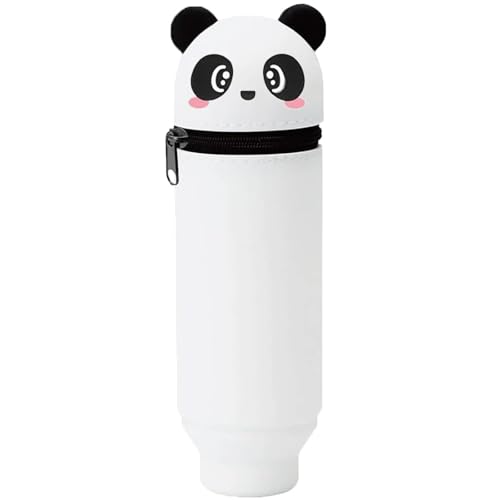 Guyode 2 in 1 Weiche Silikontasche Kawaii Federmäppchen, Teleskopisch Mäppchen aus Weichem Panda Silikon, Schön Stehendes Mäppchen, Mäppchen Cartoon Bleistifthalter für Schülerin Teenager (B) von Guyode
