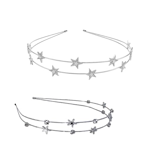 Guyode Schön Haarreif Sterne Haarreifen Mädchen Modisch und Vielseitig Metall Glitzer Haarreif Faszinierend Silber Feen Kopfschmuck für Frauen Mädchen Party Hochzeit Haarschmuck von Guyode