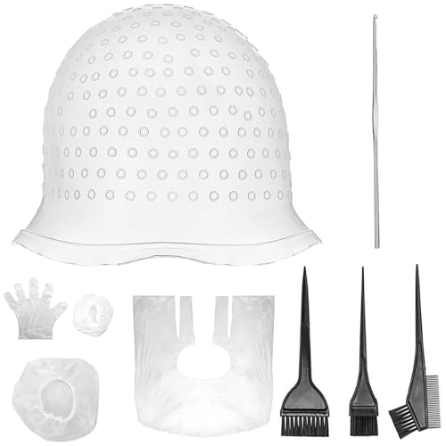Guyode Silikon-highlight-kappen-set Strähnenhaube Strähnchen set Wiederverwendbar Silikon Weich und Leicht zu Reinigen für Mädchen und Damen Haarfärbezubehör für den Salon zu Hause von Guyode
