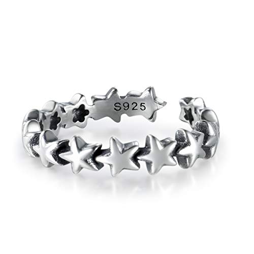 Guzhile Fashion 925 Sterling Silber Star Trail Netter Stapelbarer Verlobungsring für Frauen Teenager Mädchen Versprechen Verstellbare offene Ringgröße von Guzhile