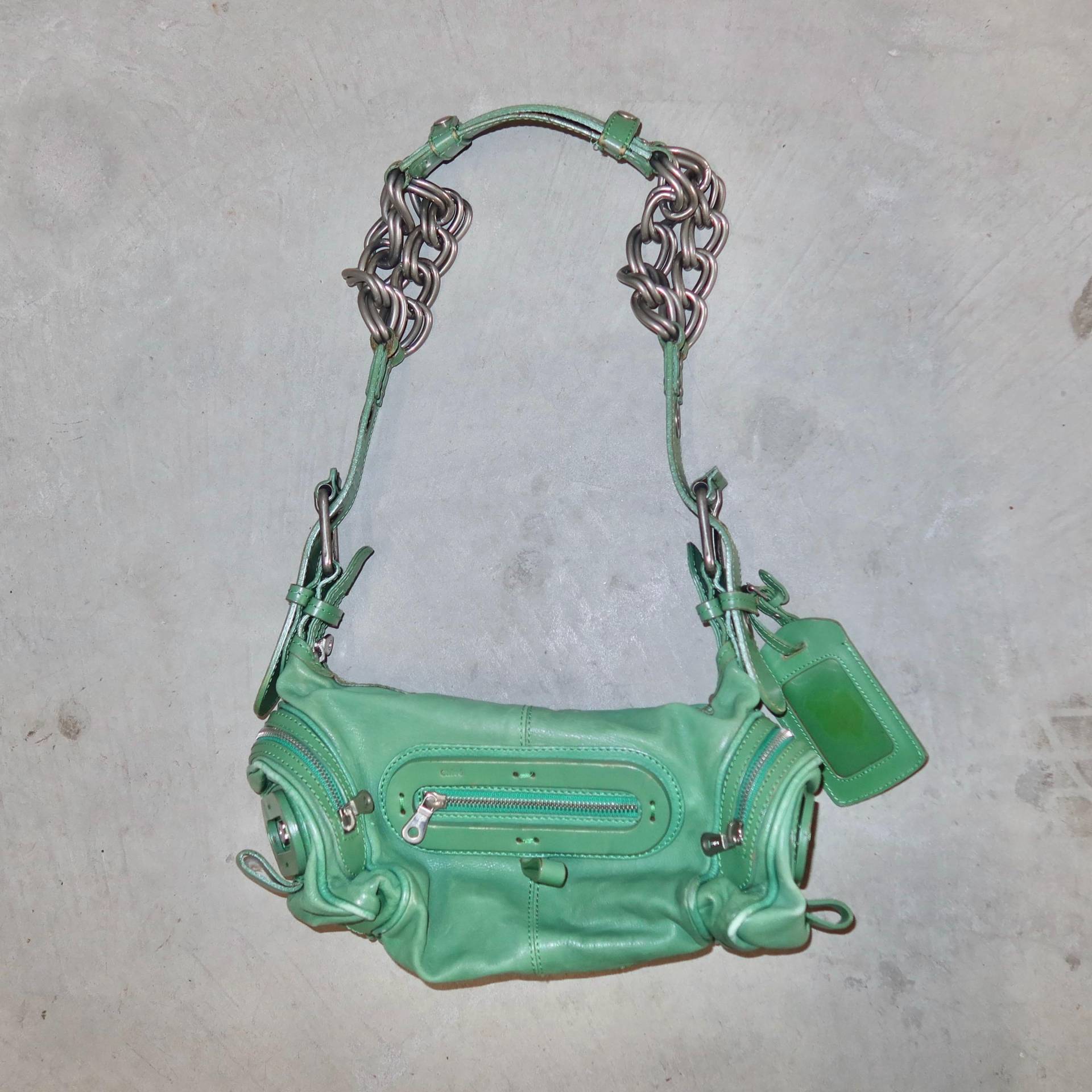 Chloé Grüne Leder Aw2003 Umhängetasche Chloé Grüne Leder Aw2003 Umhängetasche von GuzziArchive