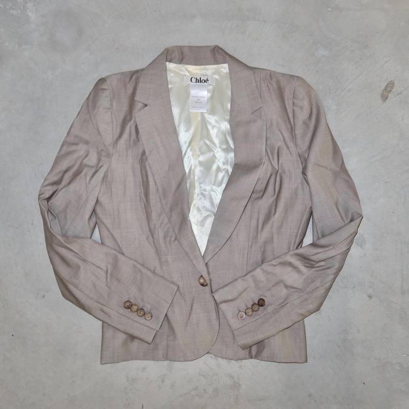Chloé Ss2002 Grauer Wollblazer Chloé Ss2002 Grauer Wollblazer von GuzziArchive