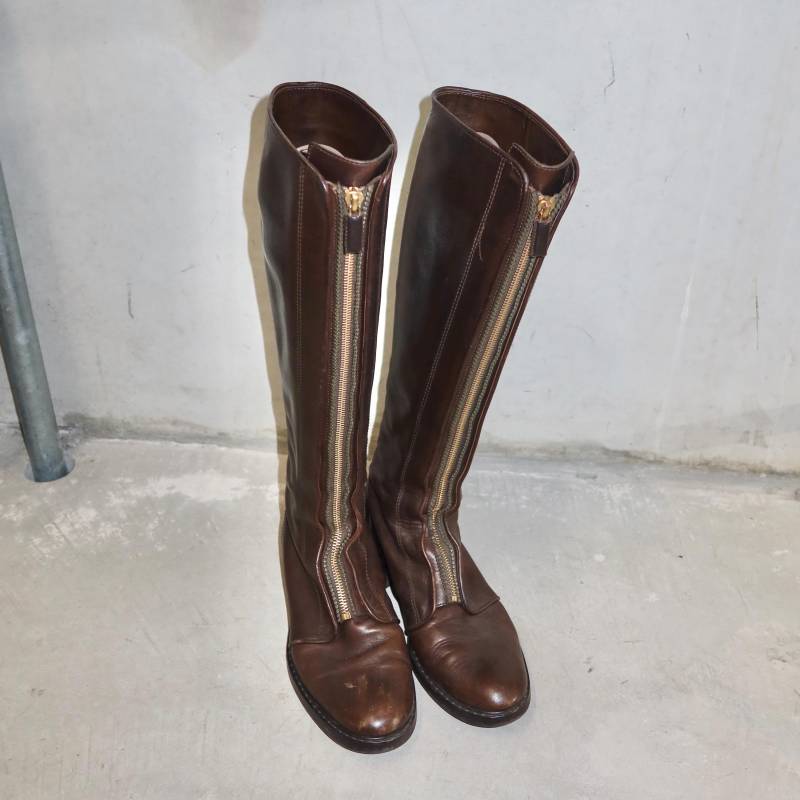 Gegebene Vintage Braun Leder Reitstiefel | 38-39 von GuzziArchive