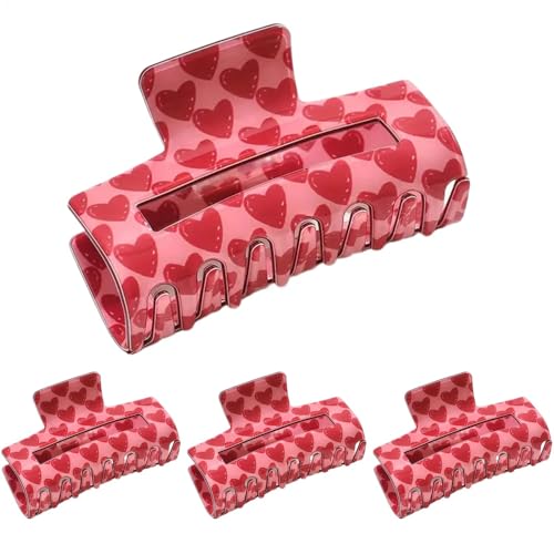 Dicke Haarspangen, Rechteck Liebesherz Muster Haarklammer Dekorative Clips 4er Set Stilvolle Kieferklemme für Frauen Trendige Kopfbedeckung Accessoires Perfekt für den täglichen Gebrauch Dicke Haarspangen, Rechteck Liebesherz Muster Haarklammer Dekorative Clips 4er Set Stilvolle Kieferklemme für Frauen Trendige Kopfbedeckung Accessoires Perfekt für den täglichen Gebrauch von Gvblkq