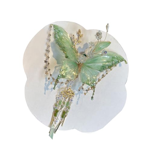 Flower Hair Clips, Chinese Hairpin with Elegant Rose, Silk Bowknot Tassels Fairy Headpiece for Bridesmaid Prom Cosplay Wedding Festival Party Girls Women Metal Clip + ABS Decor von Gvblkq