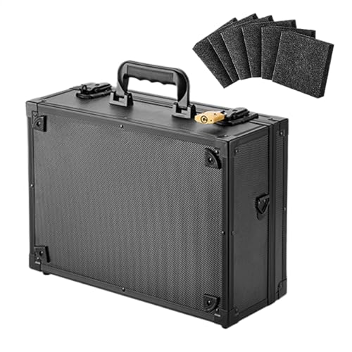 Gvblkq Strong Trading Card Storage Box, Hard Card Carrying Case with Padlock, Metal Travel Carrier, Protective Holder for Conferences, Trade Shows, Collection Organizer von Gvblkq