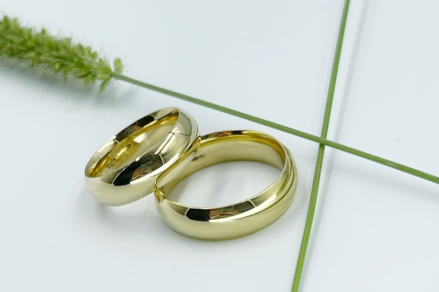 6mm Massives Goldband 14K Herren Damen Uni Abgerundete Kuppel/Massives 14K Gold Traditionelles Eheringe Set/Halbrunde Gelbgold Ringe von GvenceJewelryDesign