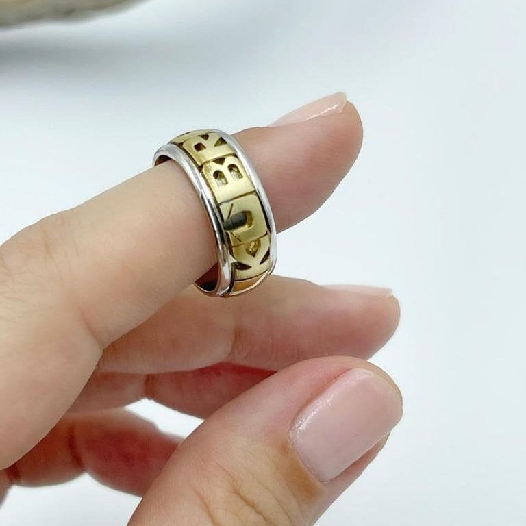 Doppelter Namensring Gold 14K Massiv/Zwei Namen Ring in Gold/Handarbeit 2 Für Männer Und Frauen/Personalisierter Schmuck/Personalisierter Spinner von GvenceJewelryDesign