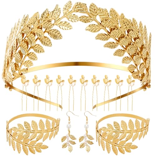 Gvhntk 14 Stück griechische Göttin Kostüm Accessoires Frauen Goldene Blätter Kronen Stirnband Armband Perlen Ohrringe Haarnadeln, Gold, Einheitsgröße Gvhntk 14 Stück griechische Göttin Kostüm Accessoires Frauen Goldene Blätter Kronen Stirnband Armband Perlen Ohrringe Haarnadeln, Gold, Einheitsgröße von Gvhntk