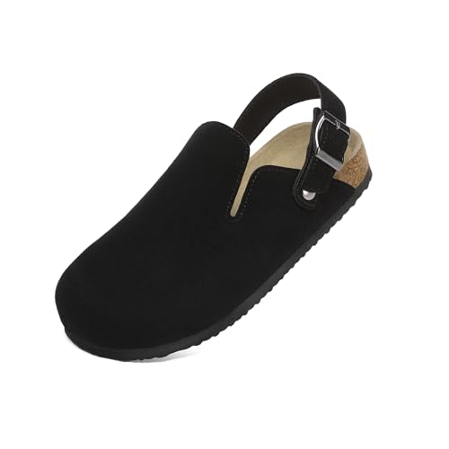 Gvimenos Wildleder-Clogs für Damen, Lederpantoletten, verstellbare Schnalle mit Komfort-Kork-Fußbett und Fußgewölbeunterstützung, Schwarz, 38.5 EU Gvimenos Wildleder-Clogs für Damen, Lederpantoletten, verstellbare Schnalle mit Komfort-Kork-Fußbett und Fußgewölbeunterstützung, Schwarz, 38.5 EU von Gvimenos