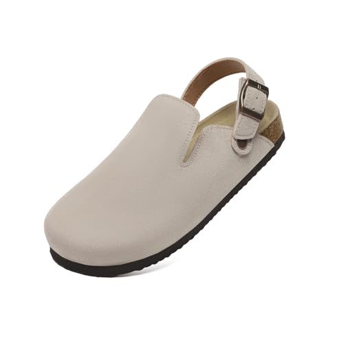 Gvimenos Wildleder-Clogs für Damen, Lederpantoletten, verstellbare Schnalle mit Komfort-Kork-Fußbett und Fußgewölbeunterstützung, Stein, 41 EU Gvimenos Wildleder-Clogs für Damen, Lederpantoletten, verstellbare Schnalle mit Komfort-Kork-Fußbett und Fußgewölbeunterstützung, Stein, 41 EU von Gvimenos