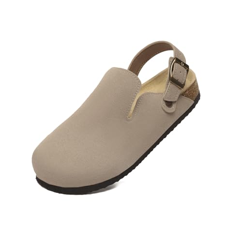 Gvimenos Wildleder-Clogs für Damen, Lederpantoletten, verstellbare Schnalle mit Komfort-Kork-Fußbett und Fußgewölbeunterstützung, Taupe, 39.5 EU Gvimenos Wildleder-Clogs für Damen, Lederpantoletten, verstellbare Schnalle mit Komfort-Kork-Fußbett und Fußgewölbeunterstützung, Taupe, 39.5 EU von Gvimenos