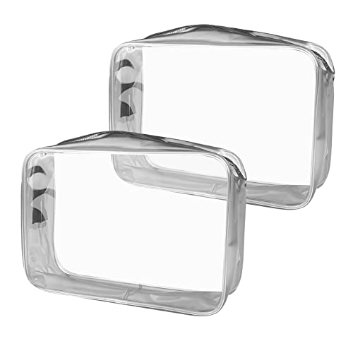 Gvolatee Kulturbeutel Transparent,Kulturtasche zum Transport von Flüssigkeiten,Kosmetiktasche Durchsichtig,Handgepäck-Reisezubehör,Transparente Toilettentasche Damen & Herren (2 Stück) von Gvolatee