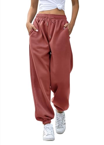 Gvraslvet Jogginghose mit Cinch-Hose für Damen mit Taschen, Dunkelrot, M von Gvraslvet