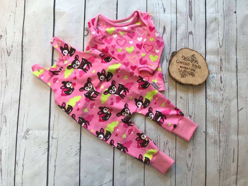 Set Strampler Und Shirt "Loia" | Mitwachsstrampler 62/68 von GwandStyle