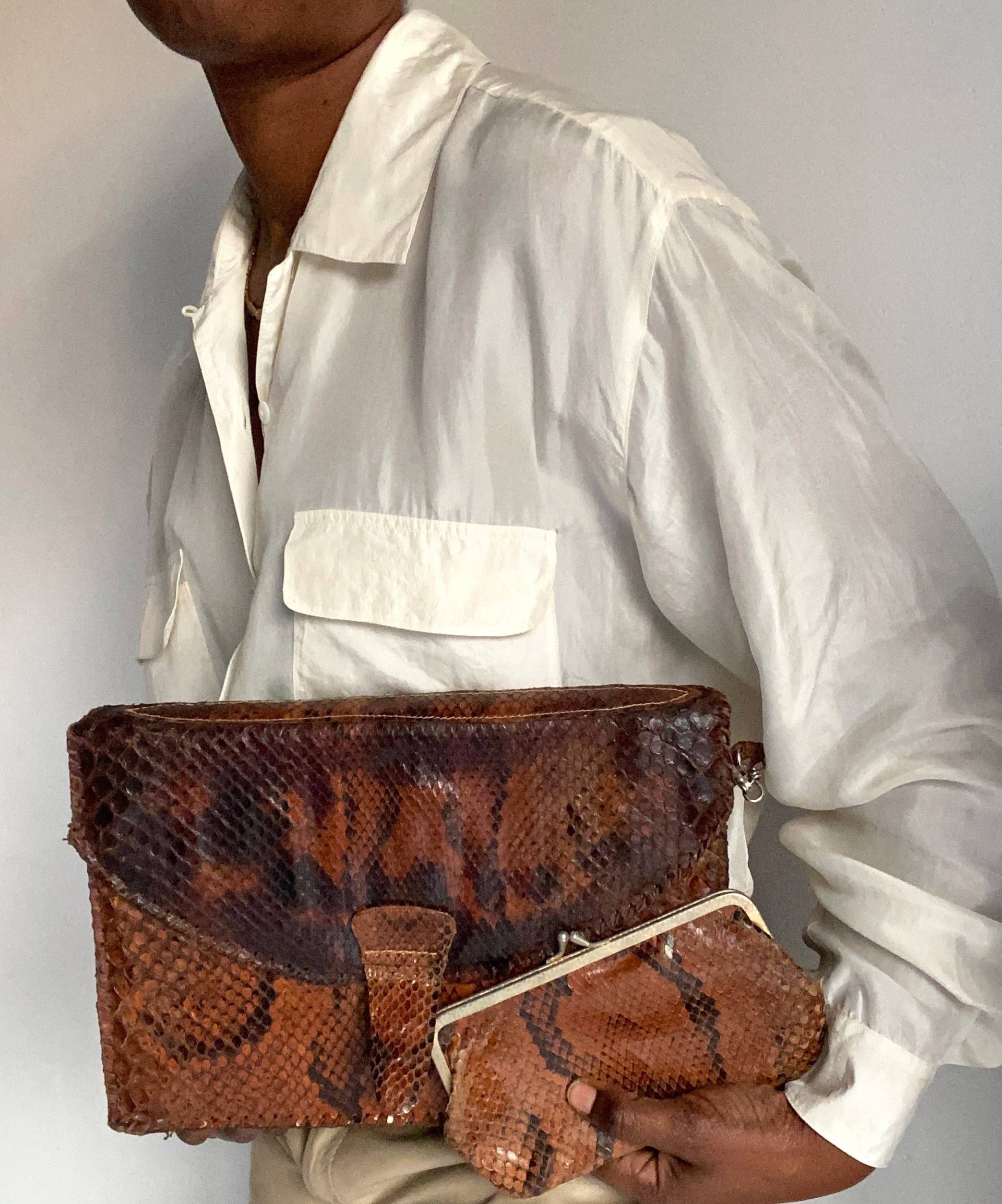 Vintage Schlangenleder Tasche Mit Passender Geldbörse Vintage Schlangenleder Tasche Mit Passender Geldbörse von GwenEtGloria