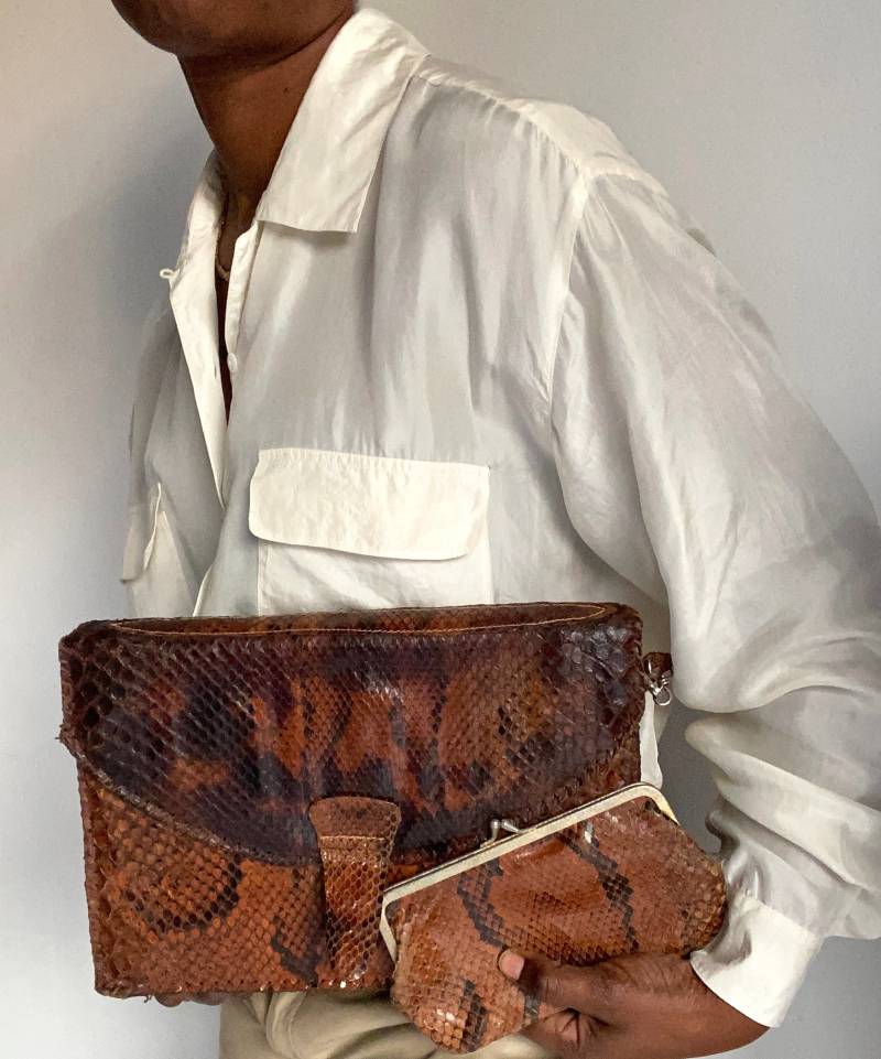 Vintage Schlangenleder Tasche Mit Passender Geldbörse Vintage Schlangenleder Tasche Mit Passender Geldbörse von GwenEtGloria