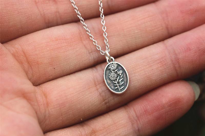 925 Silber Sonnenblume Halskette, Geburt Blumenschmuck 925 Silber Sonnenblume Halskette, Geburt Blumenschmuck von GwenShopArt
