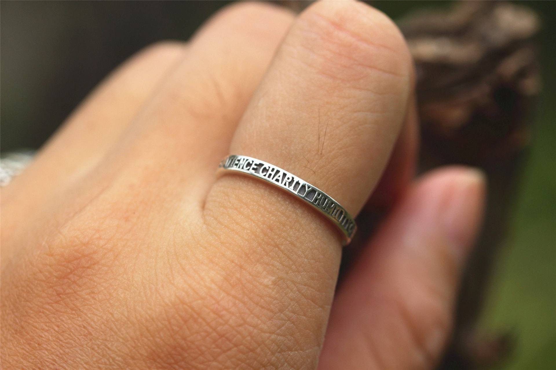 925 Silber Versprechen Ring, Keuschheit, Mäßigung, Güte, Sorgfalt, Geduld, Nächstenliebe, Demut Schmuck, Tugend Schmuck von GwenShopArt