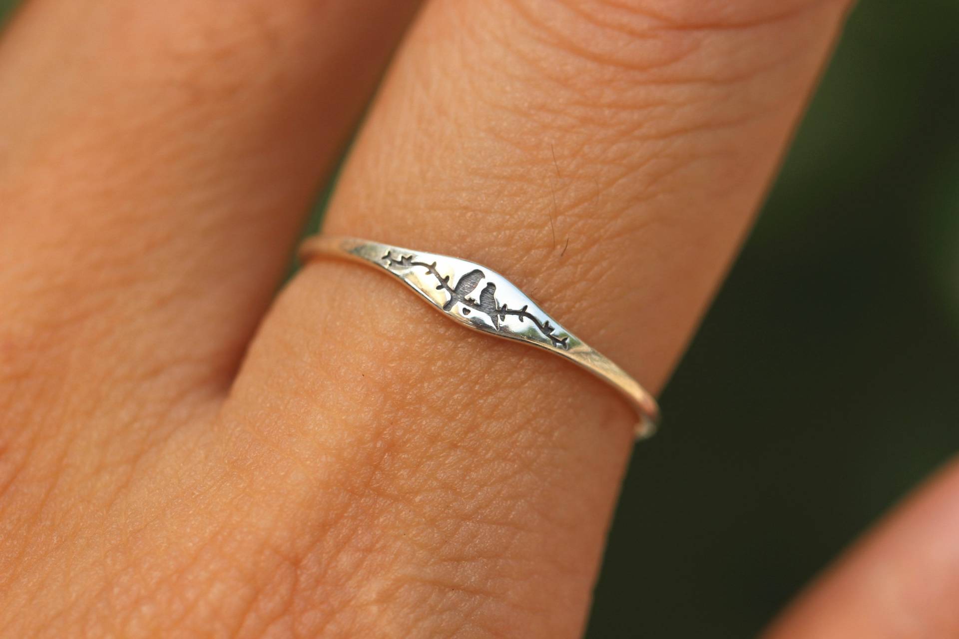 Liebhaber Vogel Ring, 925 Silber Ring, Vögel Auf Einem Ast Inspiriert Schmuck von GwenShopArt