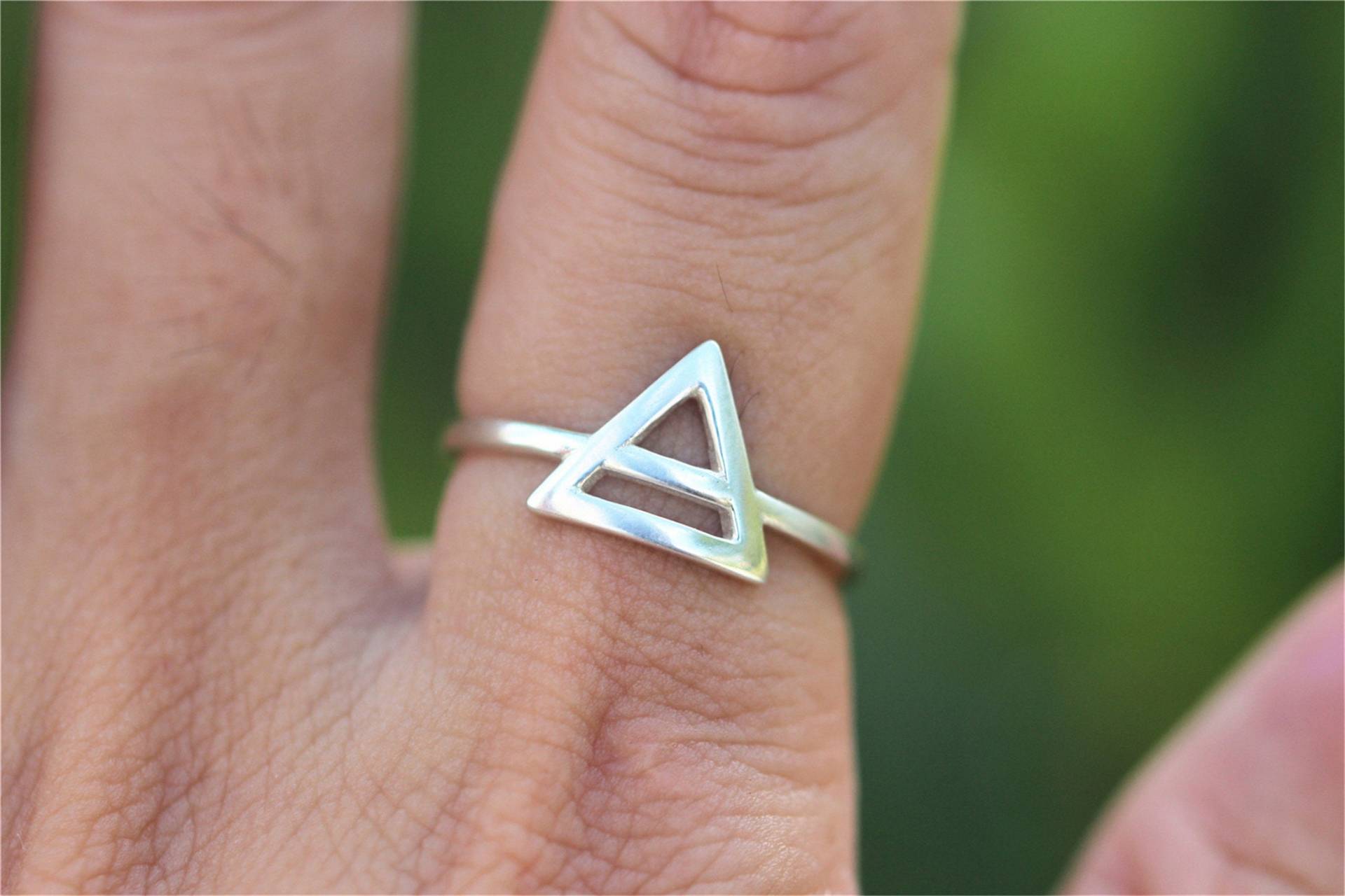 Massiver 925 Silber Dreieck Ring, Element Ring von GwenShopArt