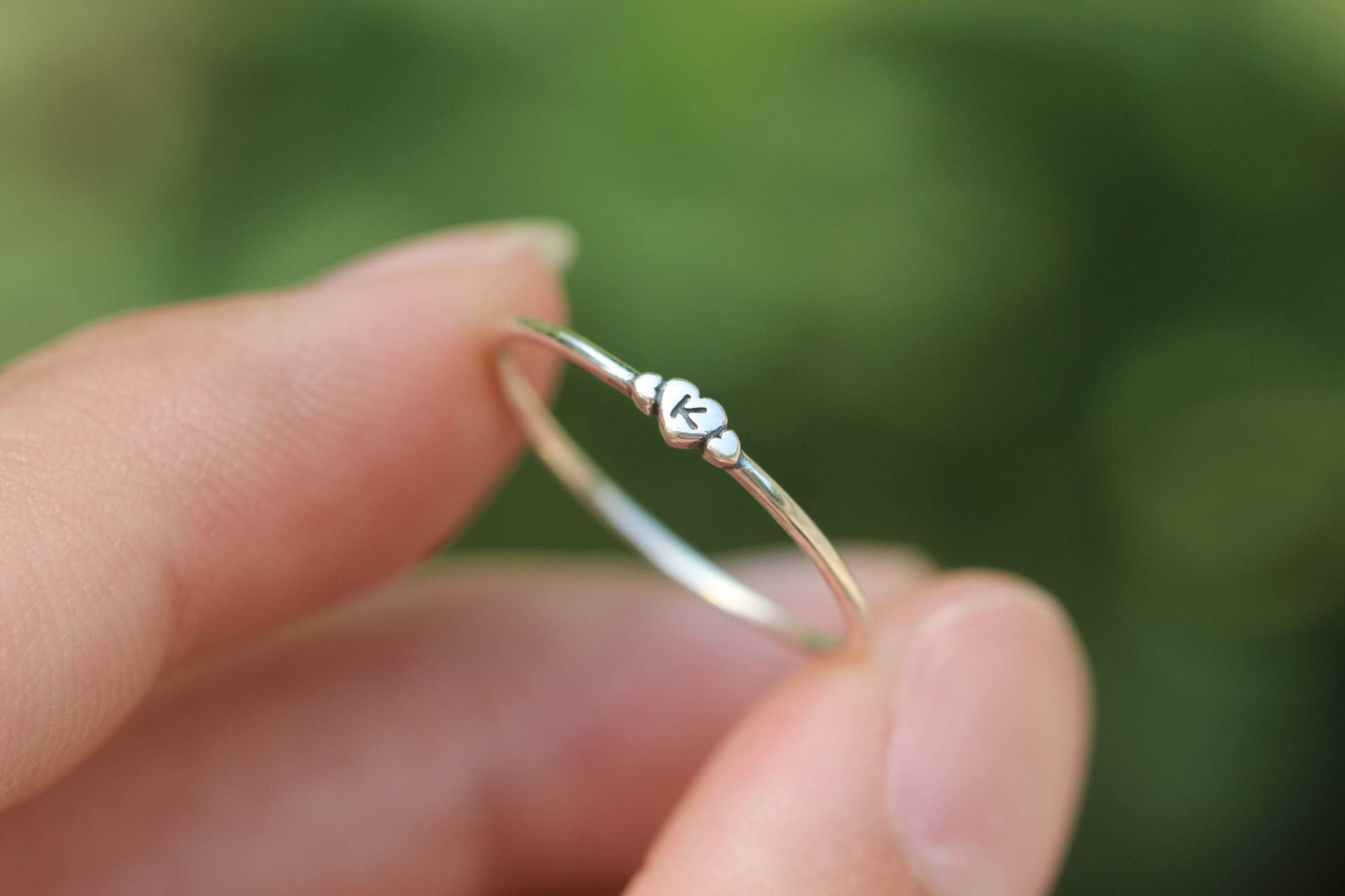 Massiver 925 Silber Initial Ring, Silber Herz Liebe Ring von GwenShopArt