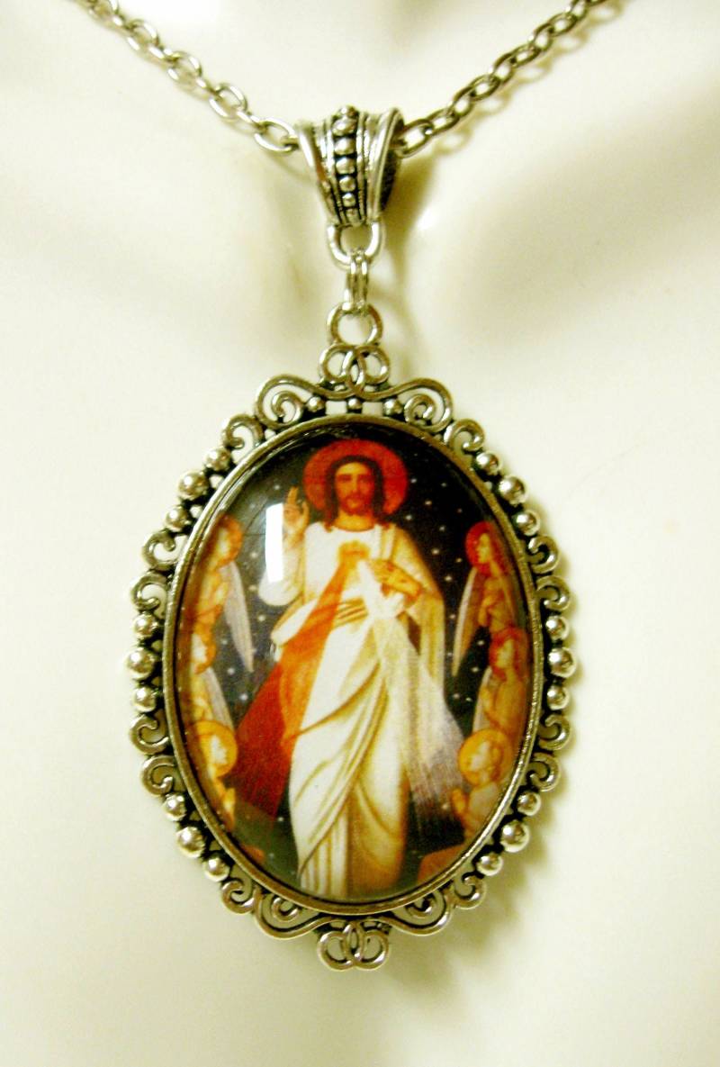 Barmherzigkeit Gottes Mit Engel-Anhänger Und Kette - Ap09-373 von Gwendysgems