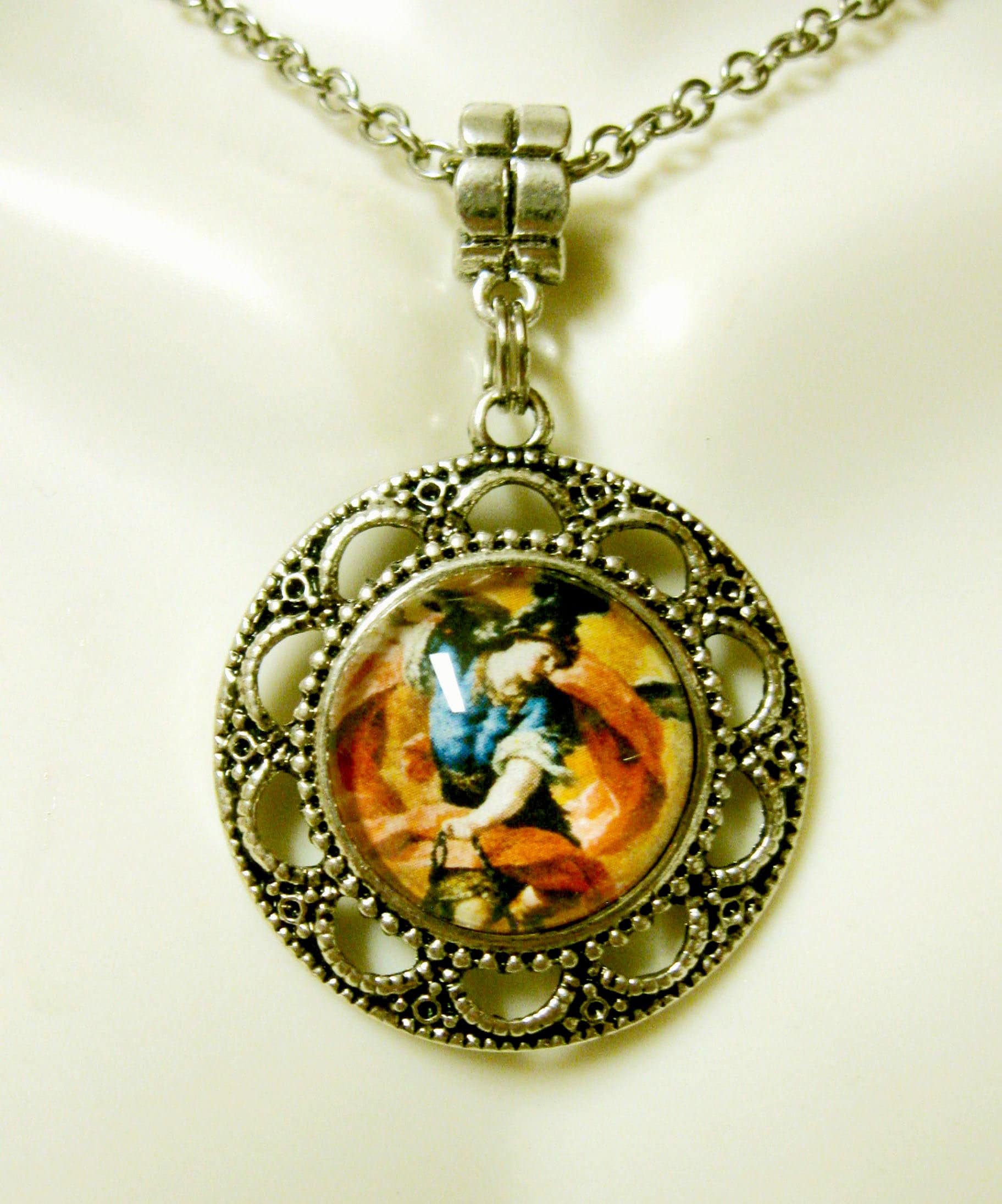Erzengel Michael Anhänger Mit Kette - Ap05-457 von Gwendysgems