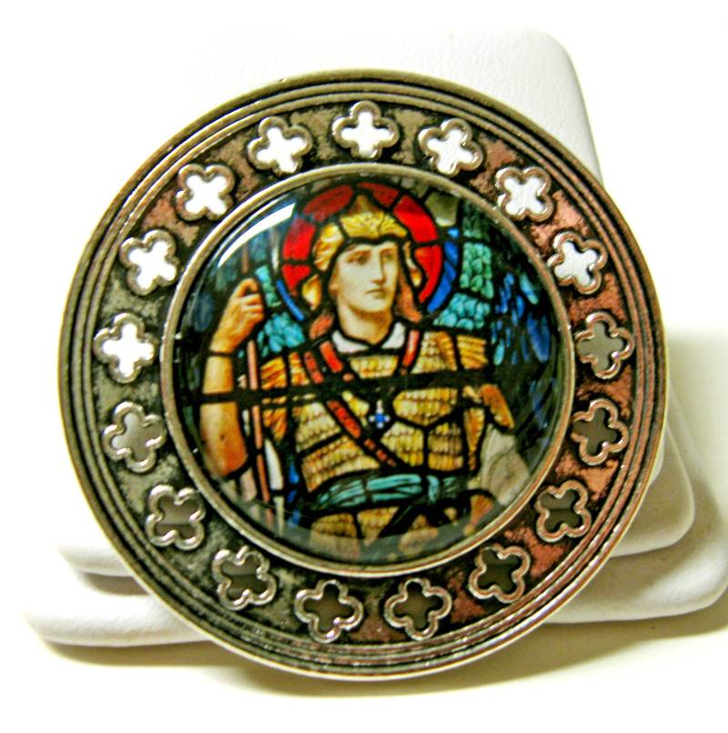 Erzengel Michael Buntglas Fenster Pin/Brosche - Br10-040 von Gwendysgems