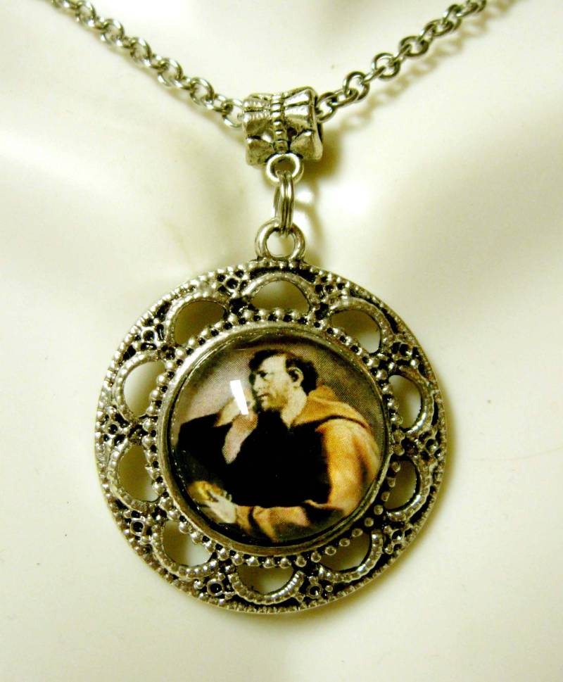 Franziskus in Kontemplation Ausgeschnitten, Anhänger Und Kette - Ap05-620 von Gwendysgems