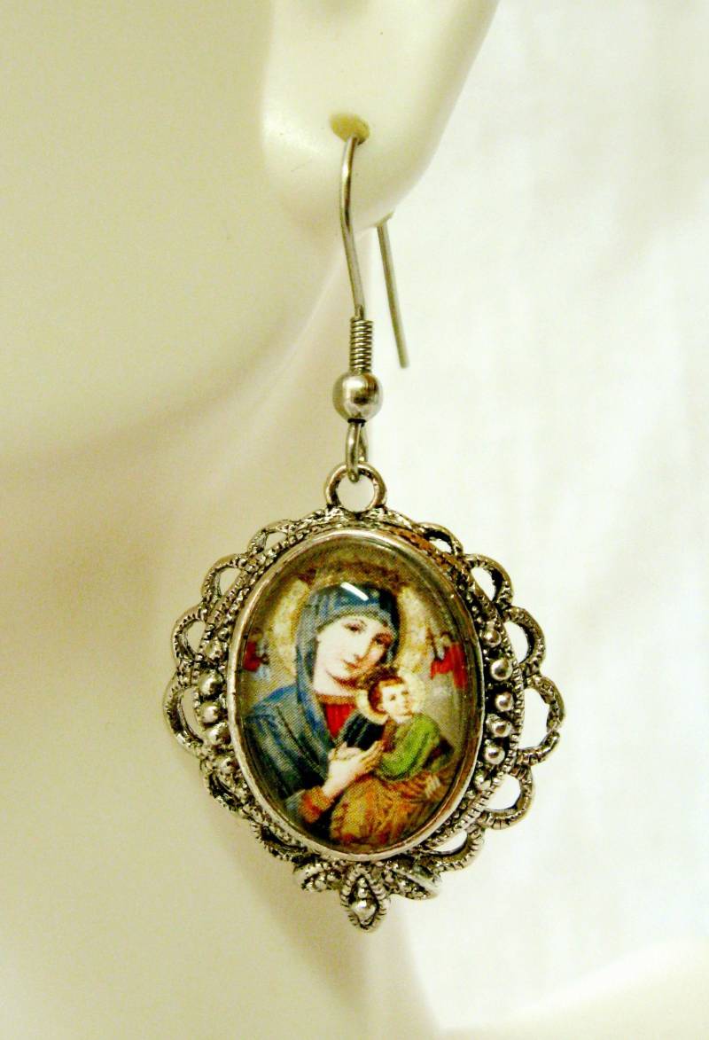 Glassohrringe Der Muttergottes Von Immerwährende Hilfe - Ap06-129 von Gwendysgems