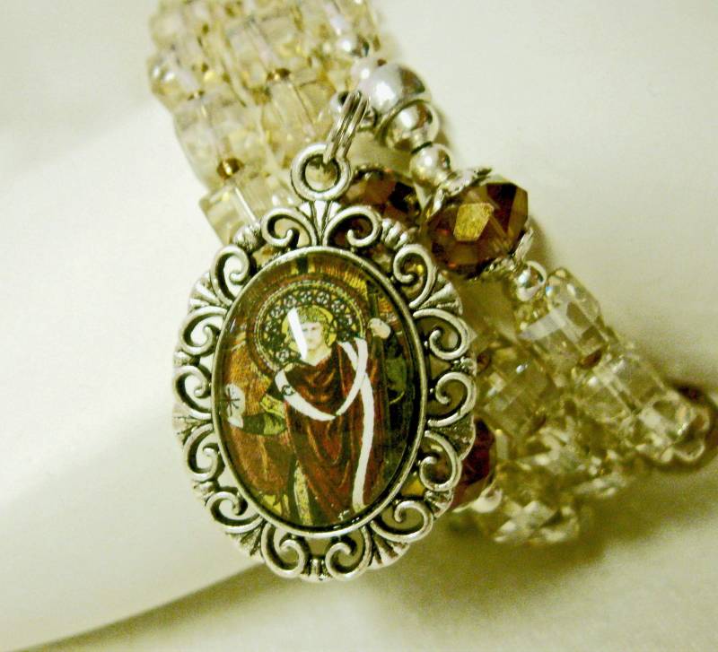 Gold-Und Bronzemedaillengewölbe Armband Mit Erzengel Raphael Medaille-Wb03-017 von Gwendysgems