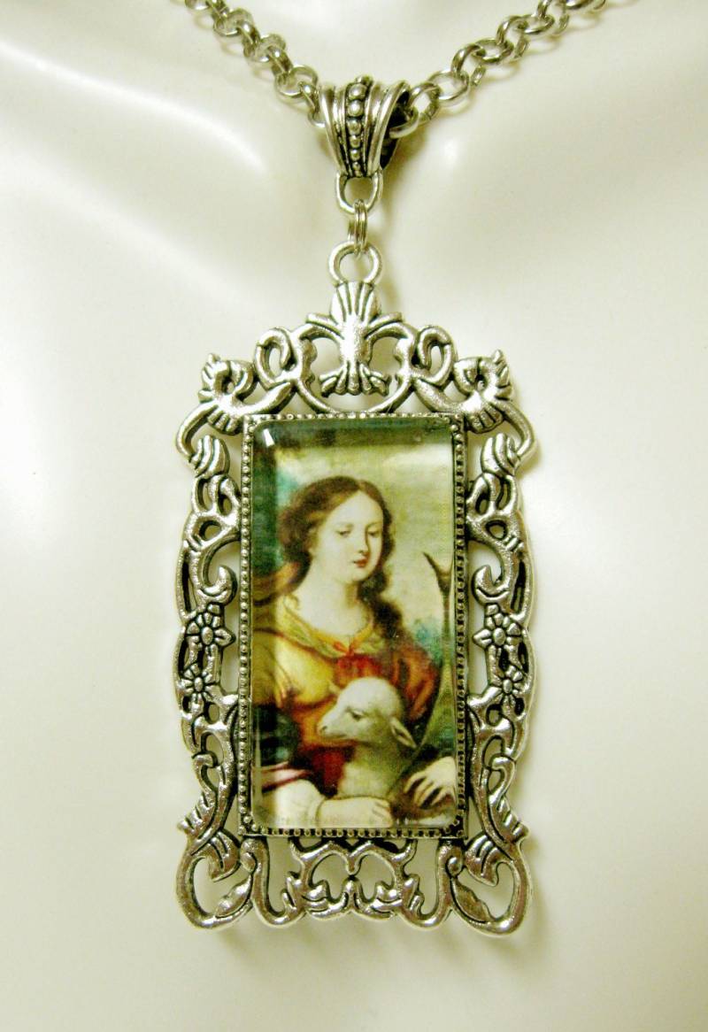 Heilige Agnes Anhänger Mit Kette - Ap12-316 von Gwendysgems