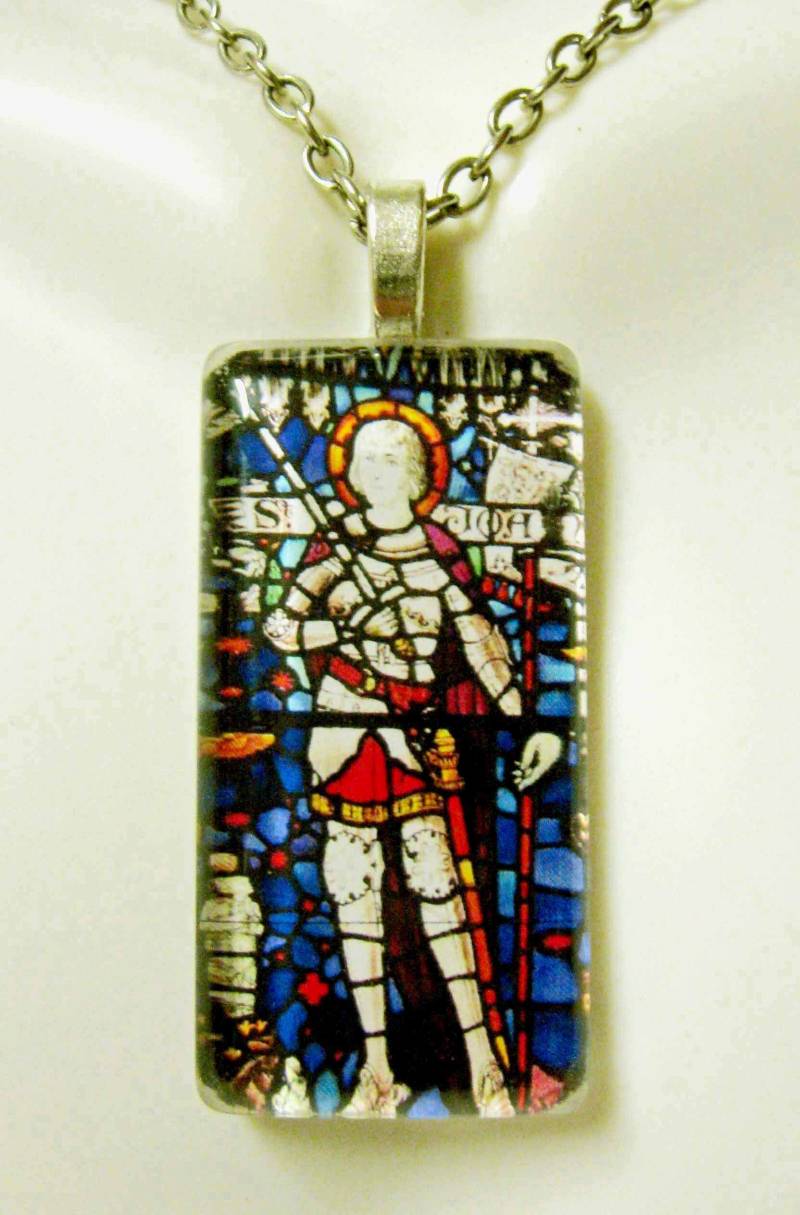 Heilige Jeanne D'arc Glasmalerei-Fensteranhänger Mit Kette -Gp01-195 von Gwendysgems