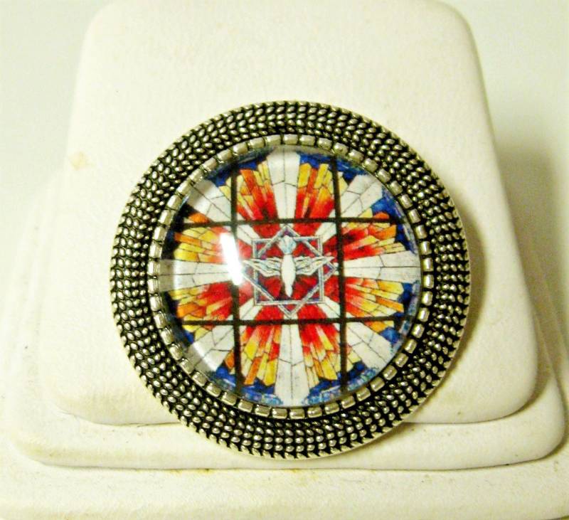 Heiliger Geist Buntglas Anstecknadel/Brosche - Br09-058 von Gwendysgems