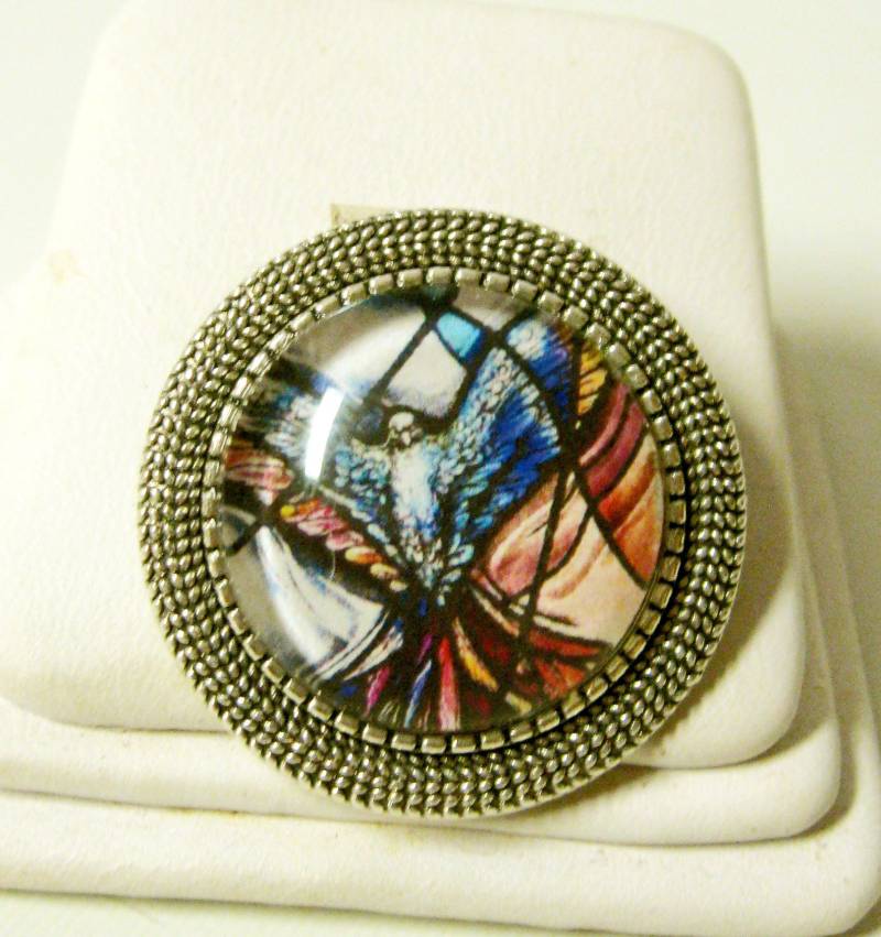 Heiliger Geist Buntglas Anstecknadel/Brosche - Br09-059 von Gwendysgems