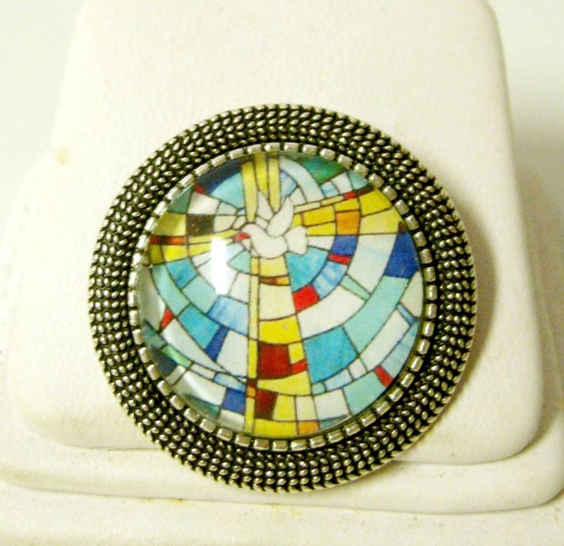 Heiliger Geist Glasfenster Pin/Brosche - Br09-056 von Gwendysgems