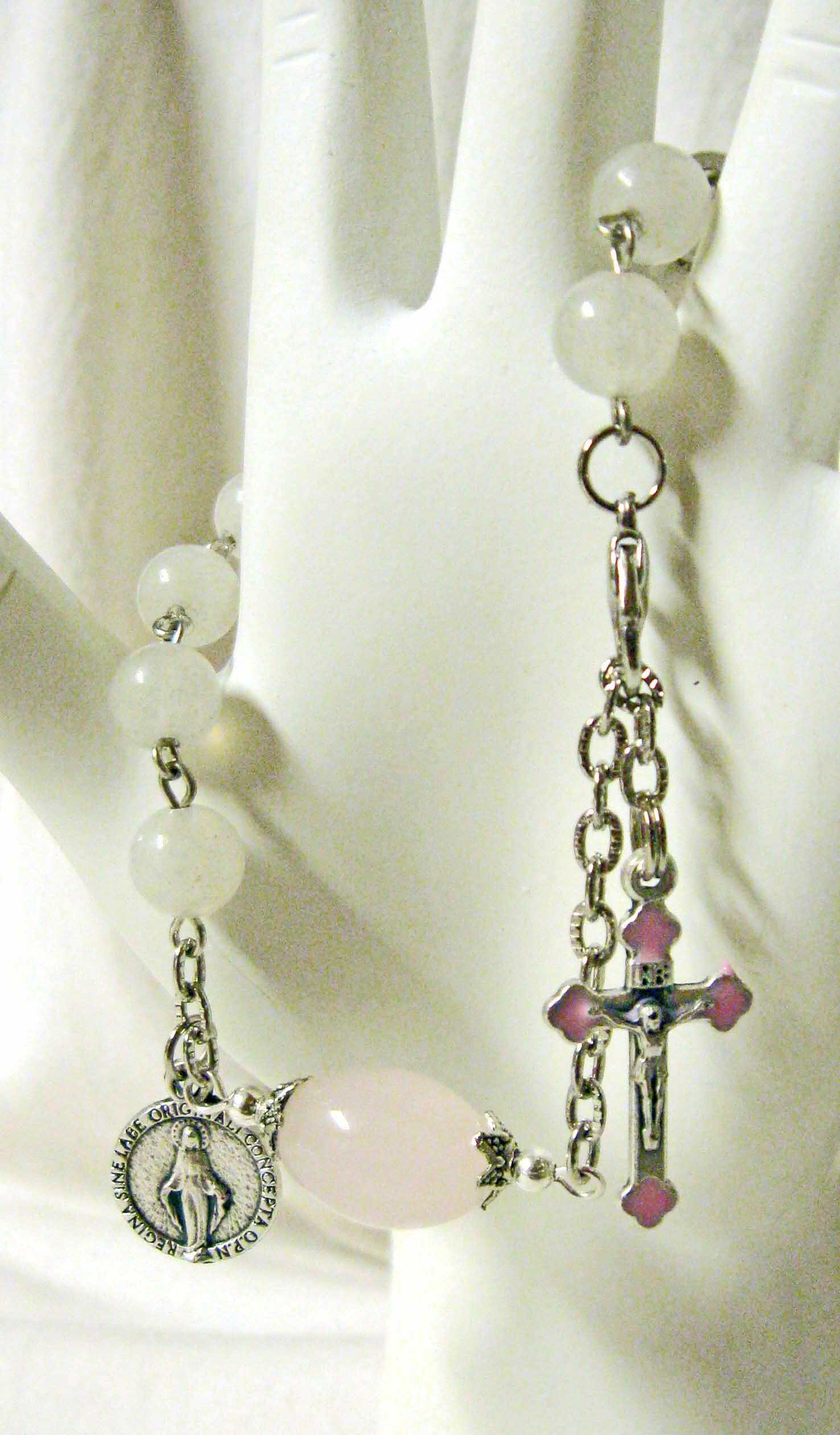 Jahrzehnt Rosenkranz Armband Aus Rosenquarz - Rb08-019 Wundertätige Medaille von Gwendysgems